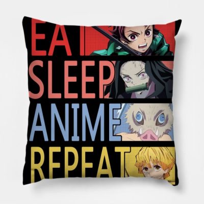 Eat Sleep Anime Repeat Throw Pillow Official Demon Slayer Merch
